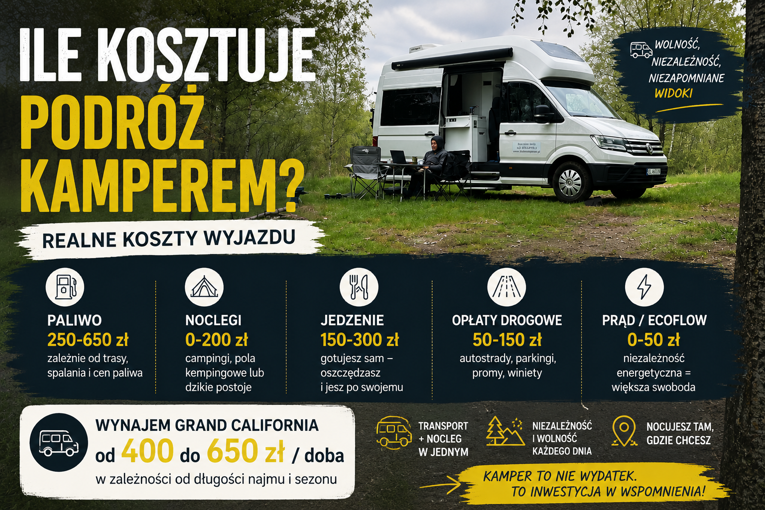 Ile kosztuje podróż kamperem VW Grand California – realne koszty wyjazdu